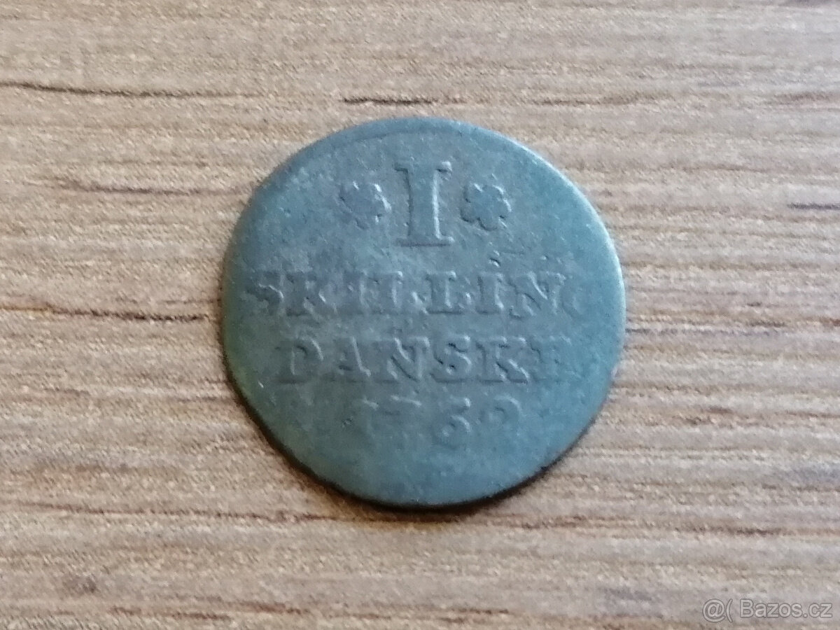 1 Skilling Danske 1762 Dánské království Dánsko Skandinávie