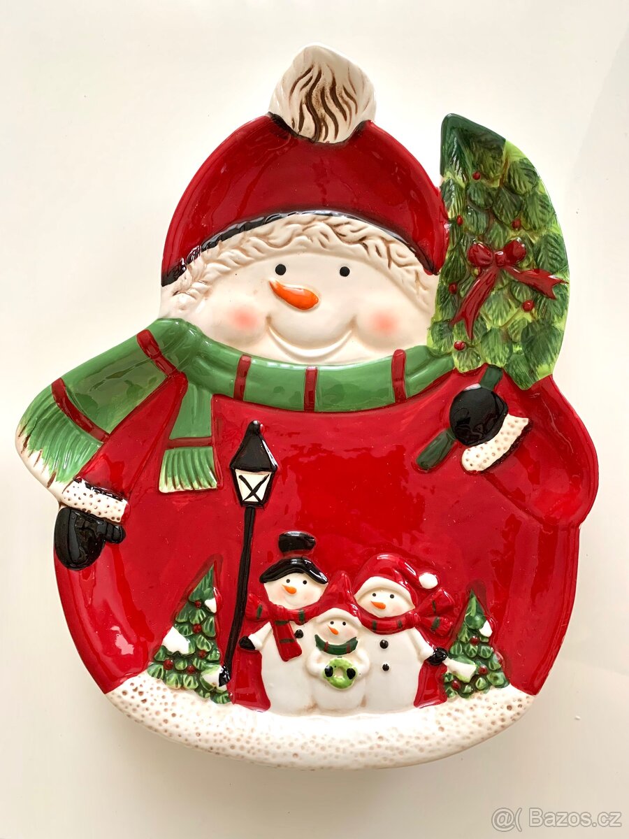 Sněhulák vánoční talíř