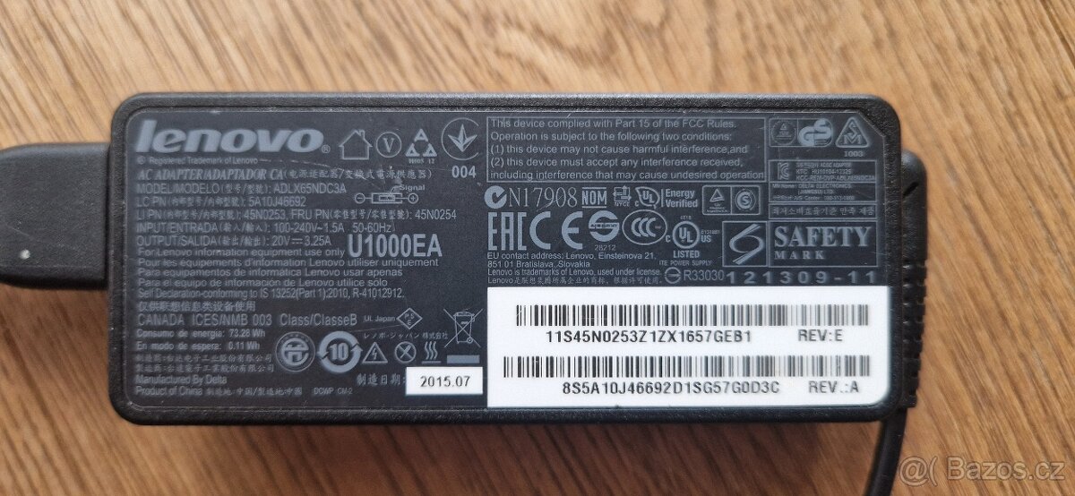 Nabíječka k notebooku Lenovo ThinkPad 90W, 20V / 4,5A