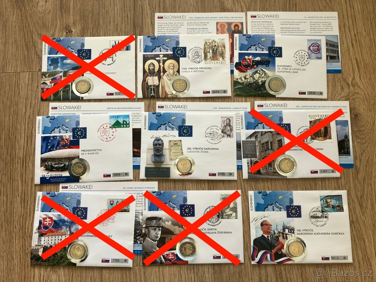 Numismatické mincovní obálky Slovensko - 2 Euro mince