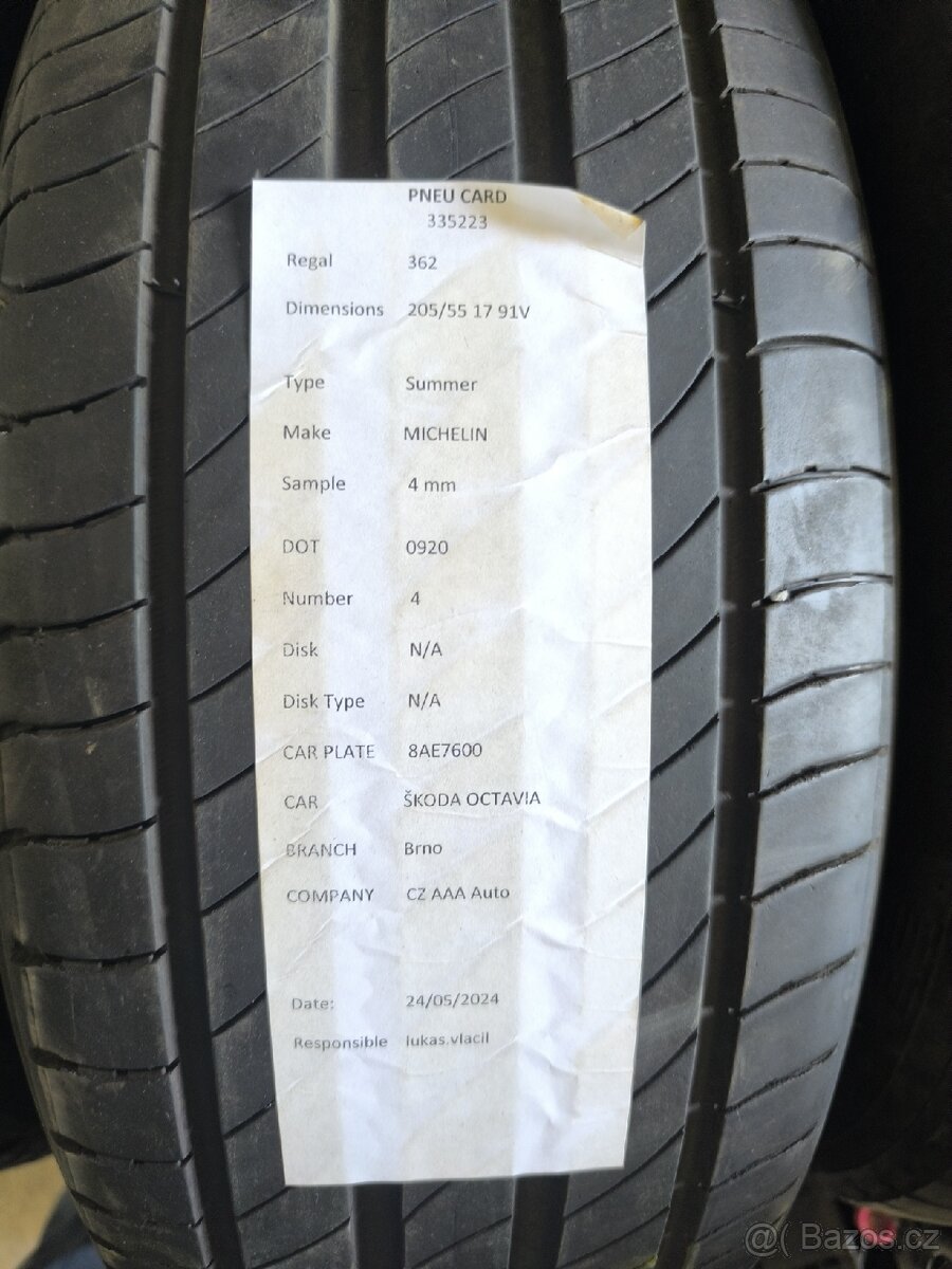 Letní pneu Michelin Primacy 4 205/55 17 91V DOT 0920
