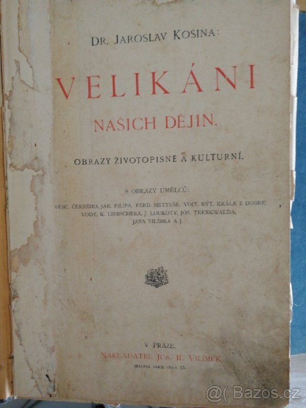Starožitná učebnice Velikáni našich dejin