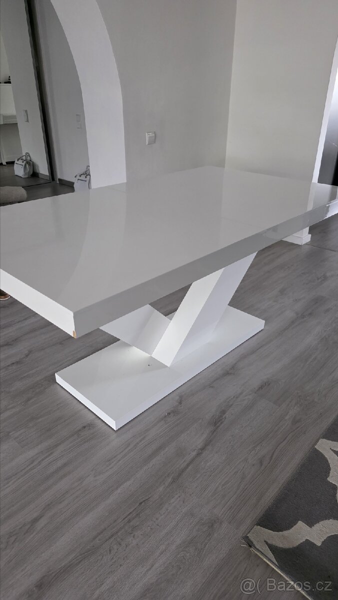 Jídelní stůl 160x89, rozkládací bílý