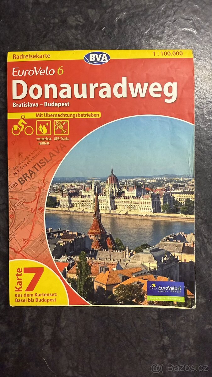 Cyklomapa Donauradweg Bratislava - Budapest, Eurovelo 6