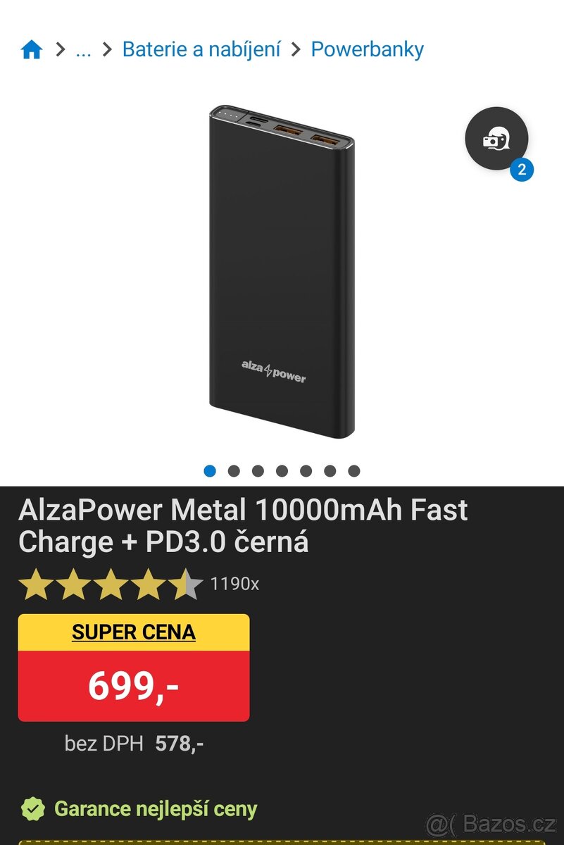 Powerbanka AlzaPower Metal 10000mAh Fast Charge + PD3.0