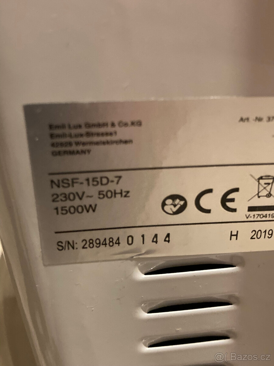 Olejový radiátor, bílý, 1500 W