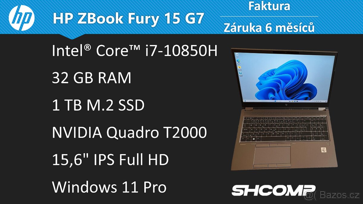 HP ZBook Fury 15 G7 | i7-10850H | 32GB | 1TB | T2000 |Záruka
