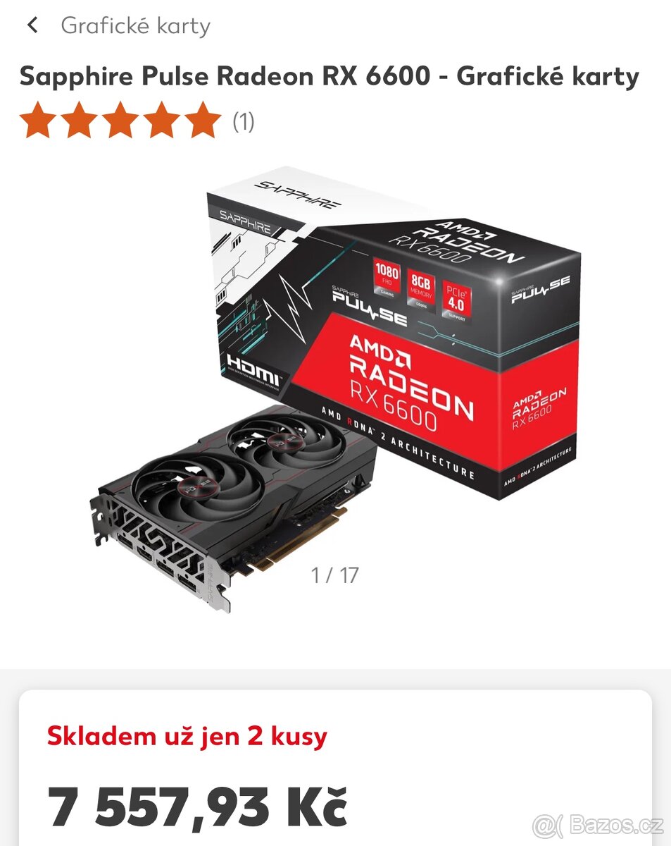Grafická karta sapphire pulse radeon rx 6600