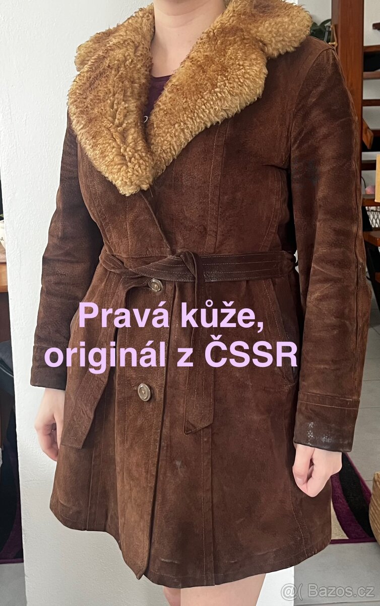 Dámský kožený kabát, originál z ČSSR