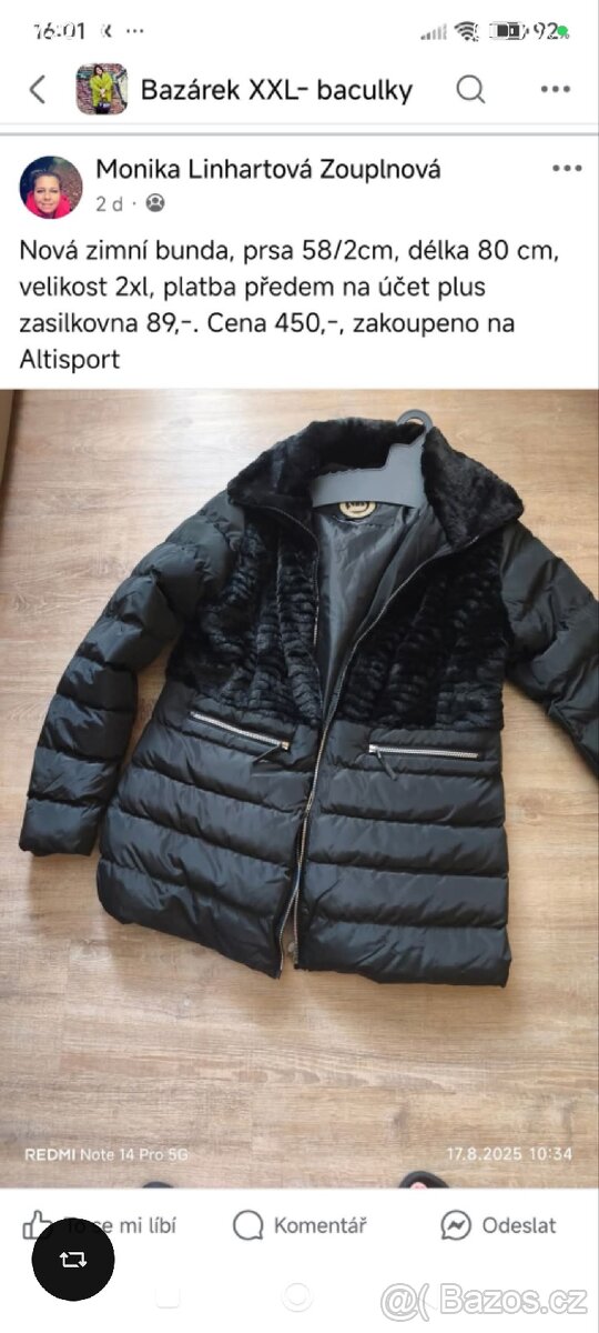 Dámska bunda xxl