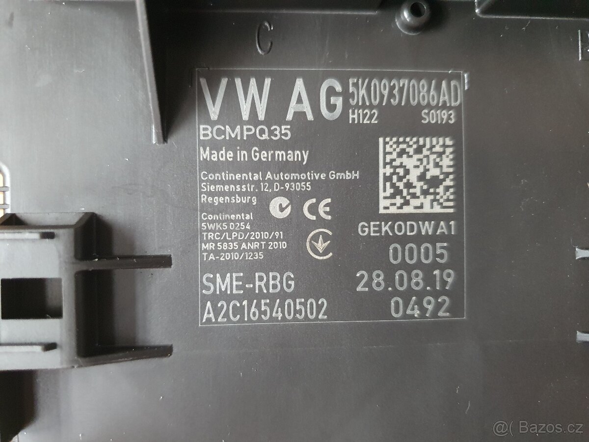 BCM centrální řídící jednotka 5K0937086AD VW CADDY 4 2K 2020
