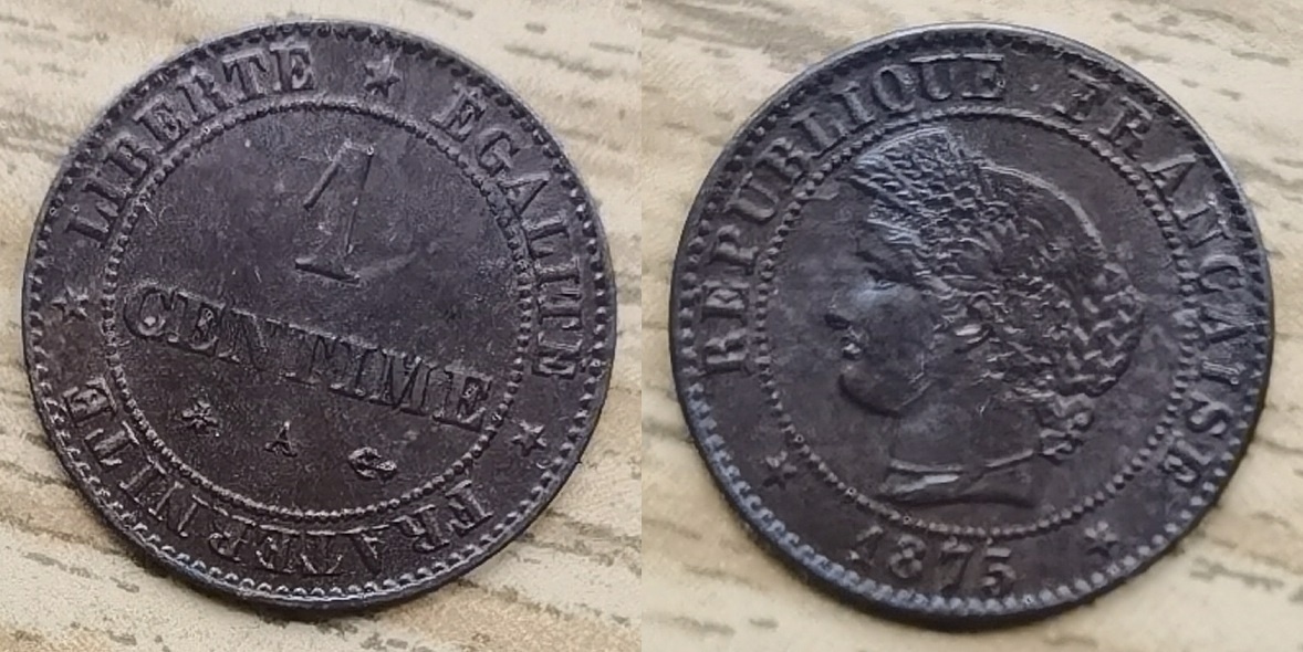 Mince Francie 1 centime 1875 A