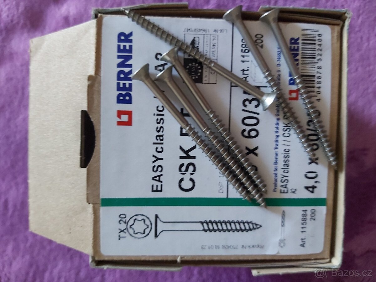 Vrut s částečným závitem TX20 4x60 nerez ocel