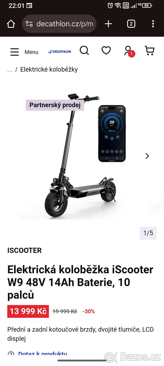 iscooter 1000w elektrokoloběžka