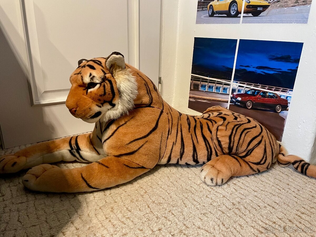 Velký plyšový tygr, délka 112cm + 69cm ocas, výška 46cm
