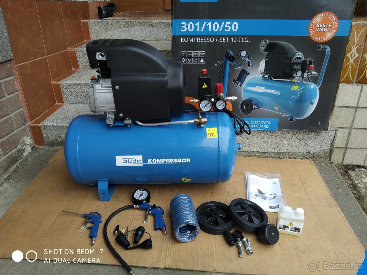 Prodám NEPOUŽITÝ olejový Kompresor Güde 301/10/50- 50 LITRŮ-