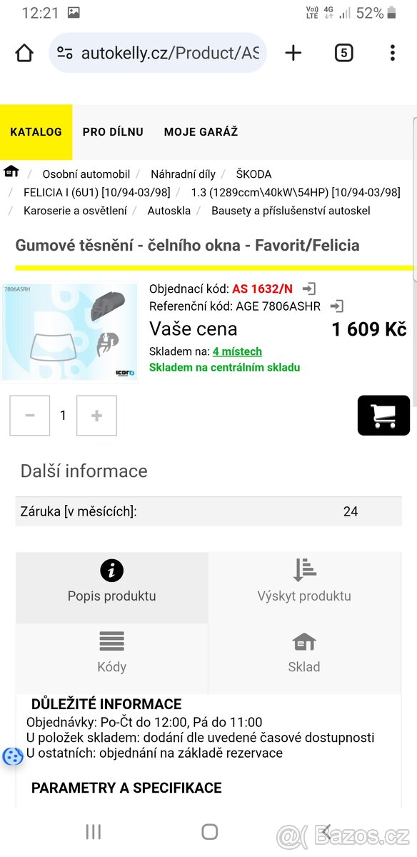 Sklo felicie +guma
