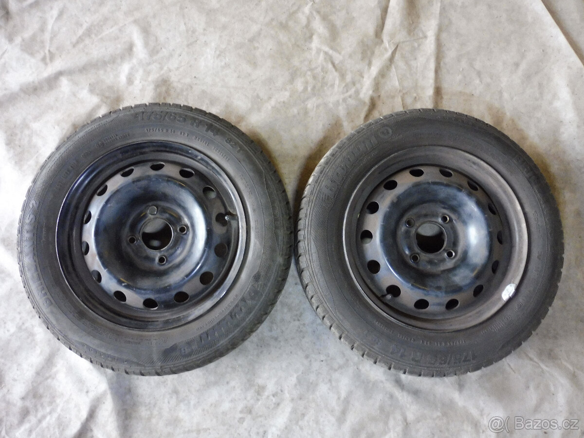 Prodám orig. 14" plech. kola + letní pneu na PEUGEOT 207
