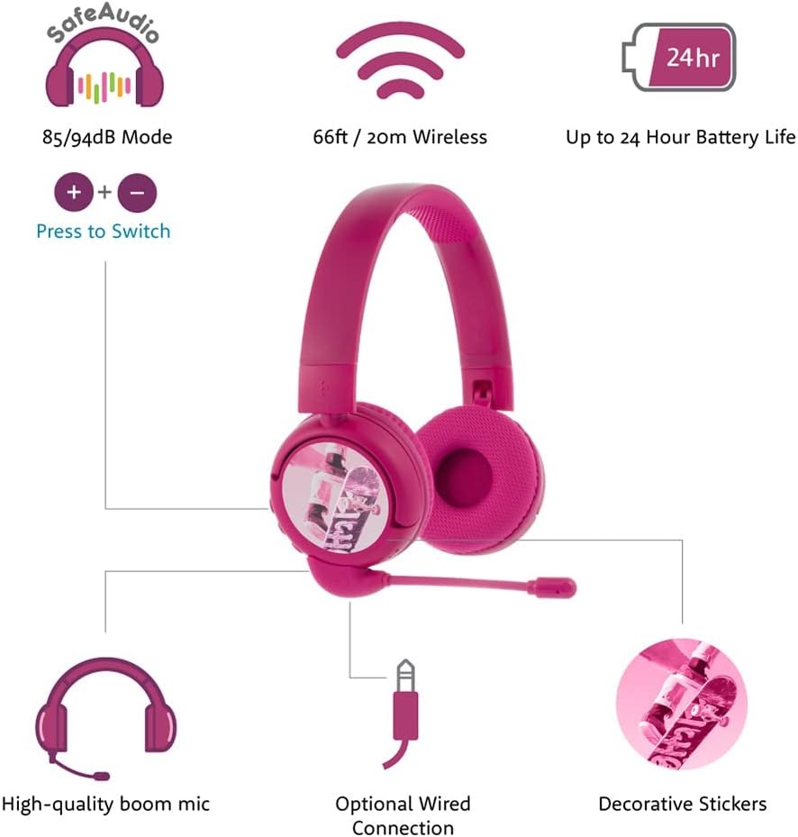 Bezdrátová sluchátka BuddyPhones PopTimePro růžová