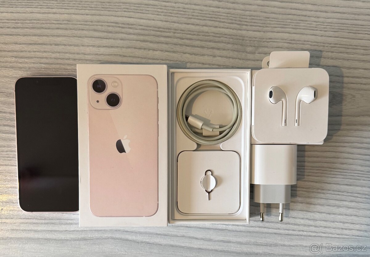 iPhone 13 mini 128 GB – růžový – TOP stav + komplet balení