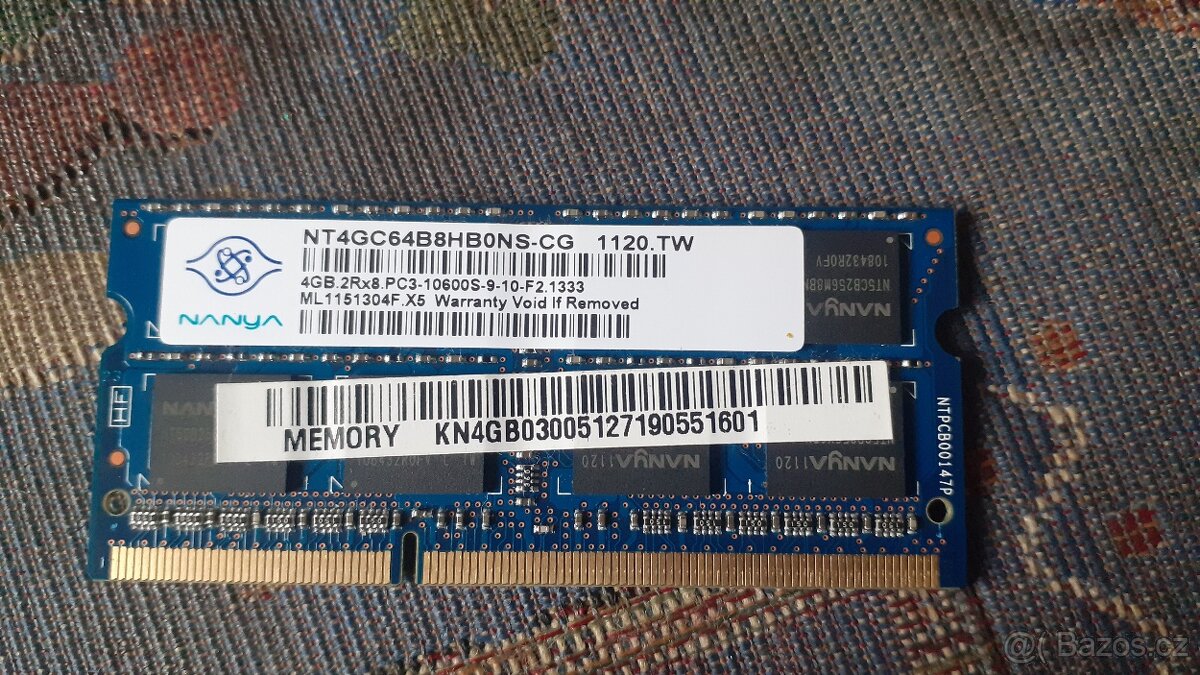 Paněť do NB Nanya DDR3 4GB NT4GC64B8HB0NS-CG
