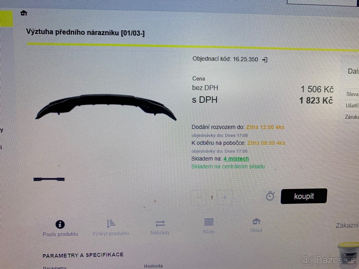 Výztuha předního nárazníku. Citroen, Peugeot