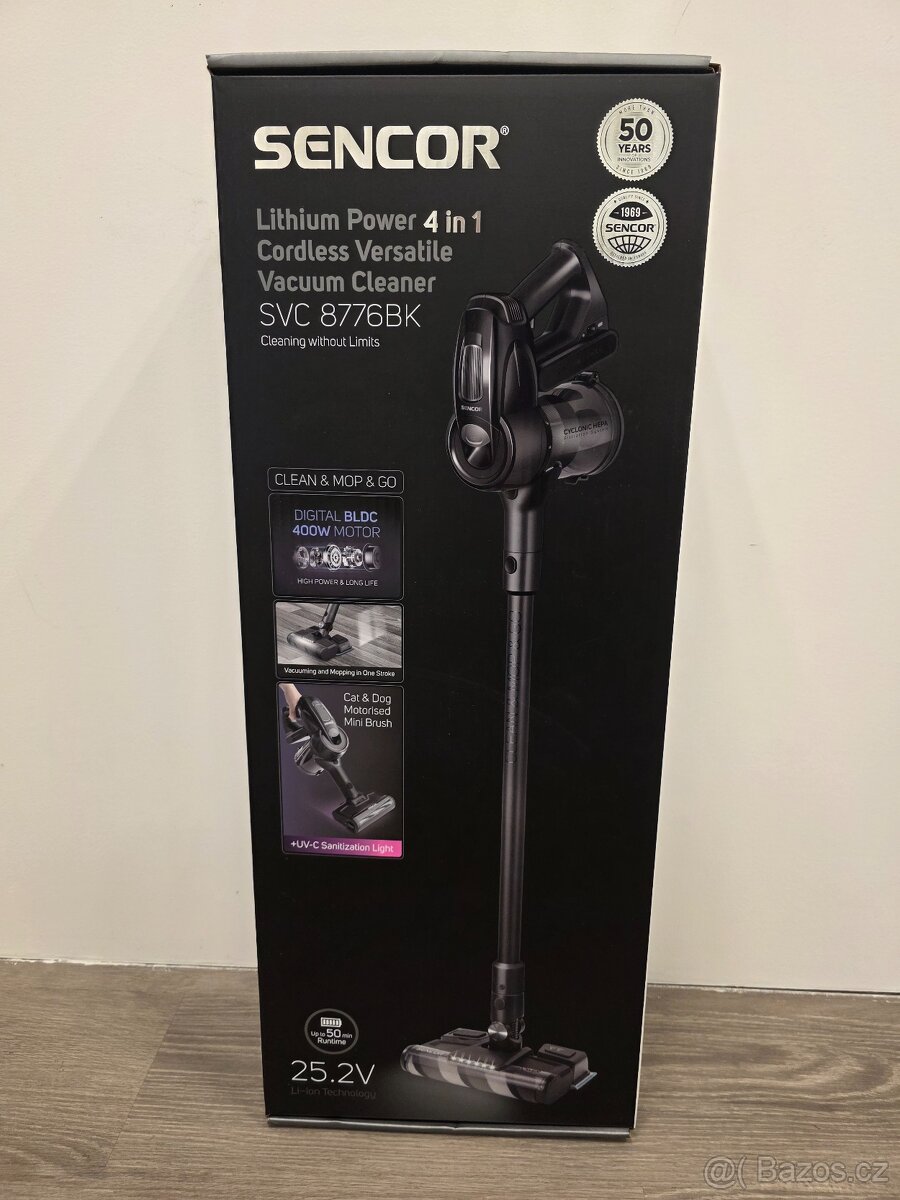 NOVÝ tyčový vysavač Sencor 4v1 SVC 8776BK (Mop, UV)