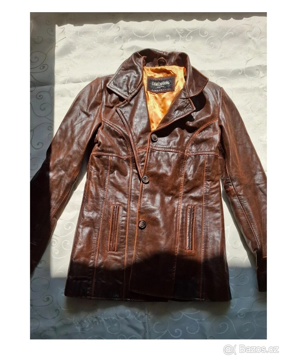 Dimension New York - hnědé sako z pravé kůže
