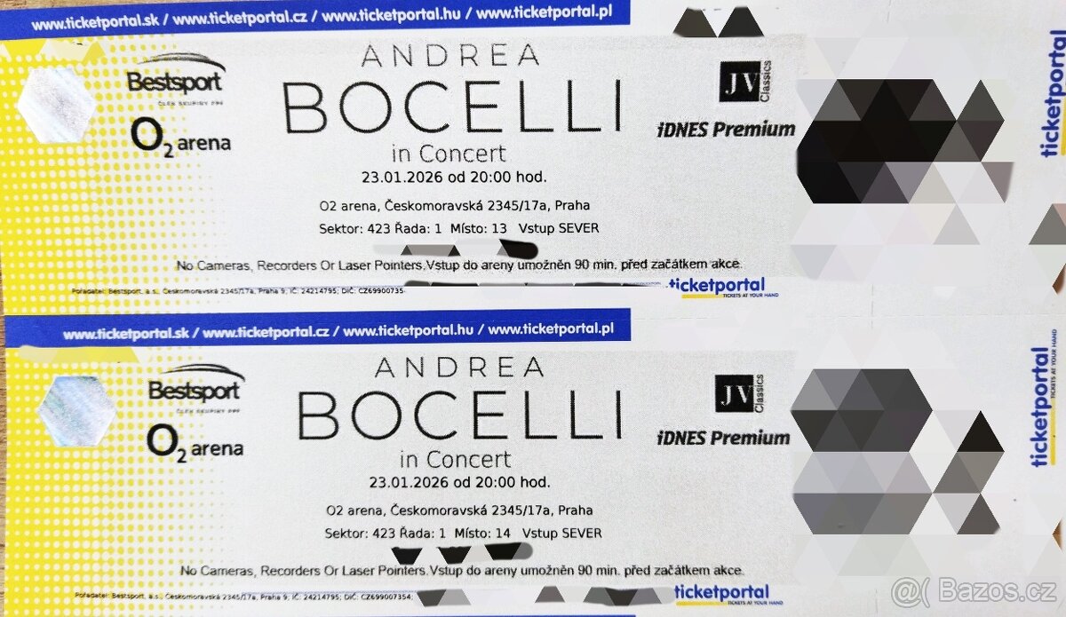 PUVODNI CENA Andrea Bocelli: 1 Rada Horni Sezení 23.01.2026