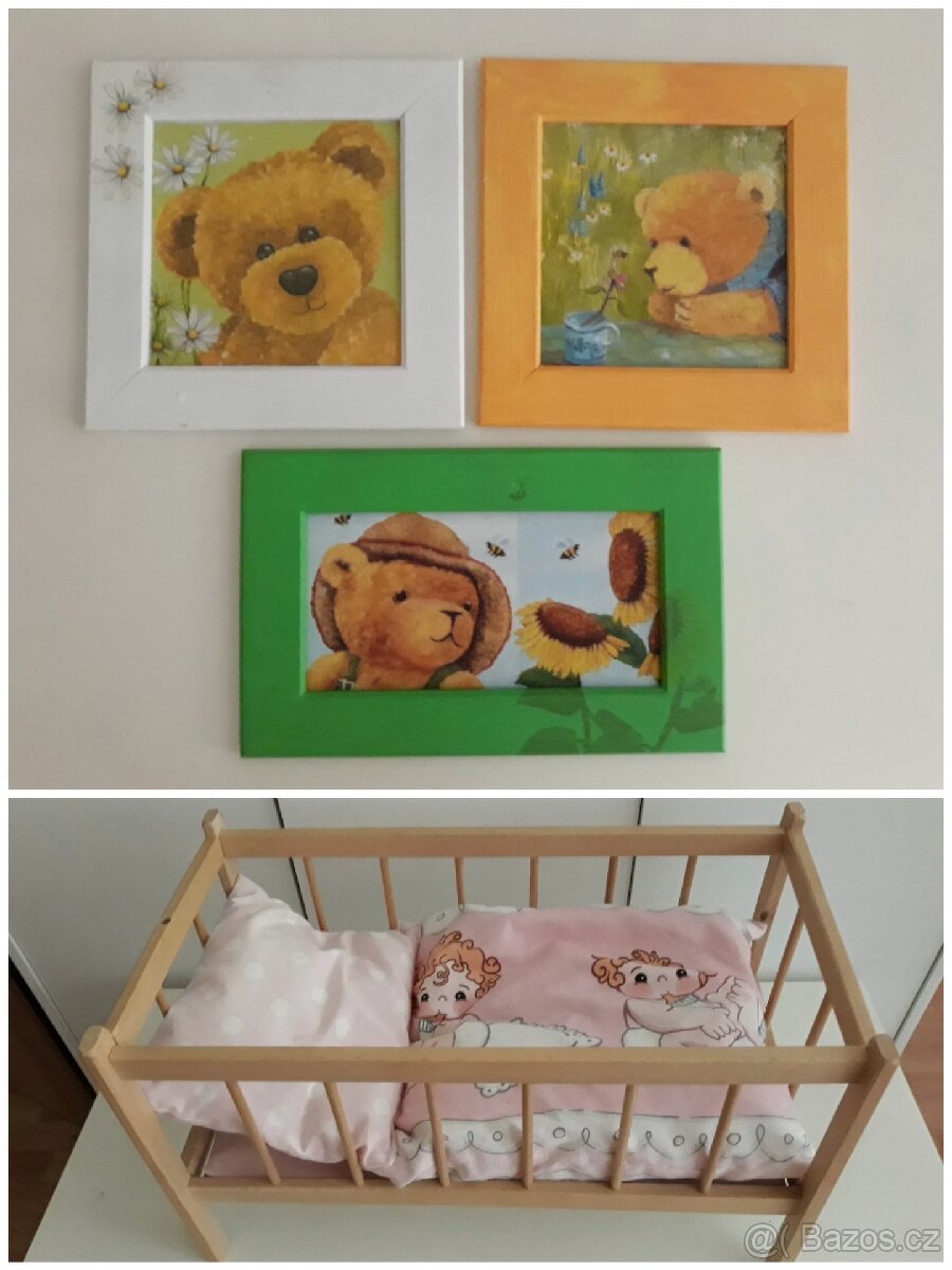 Postýlka pro panenky a obrázky