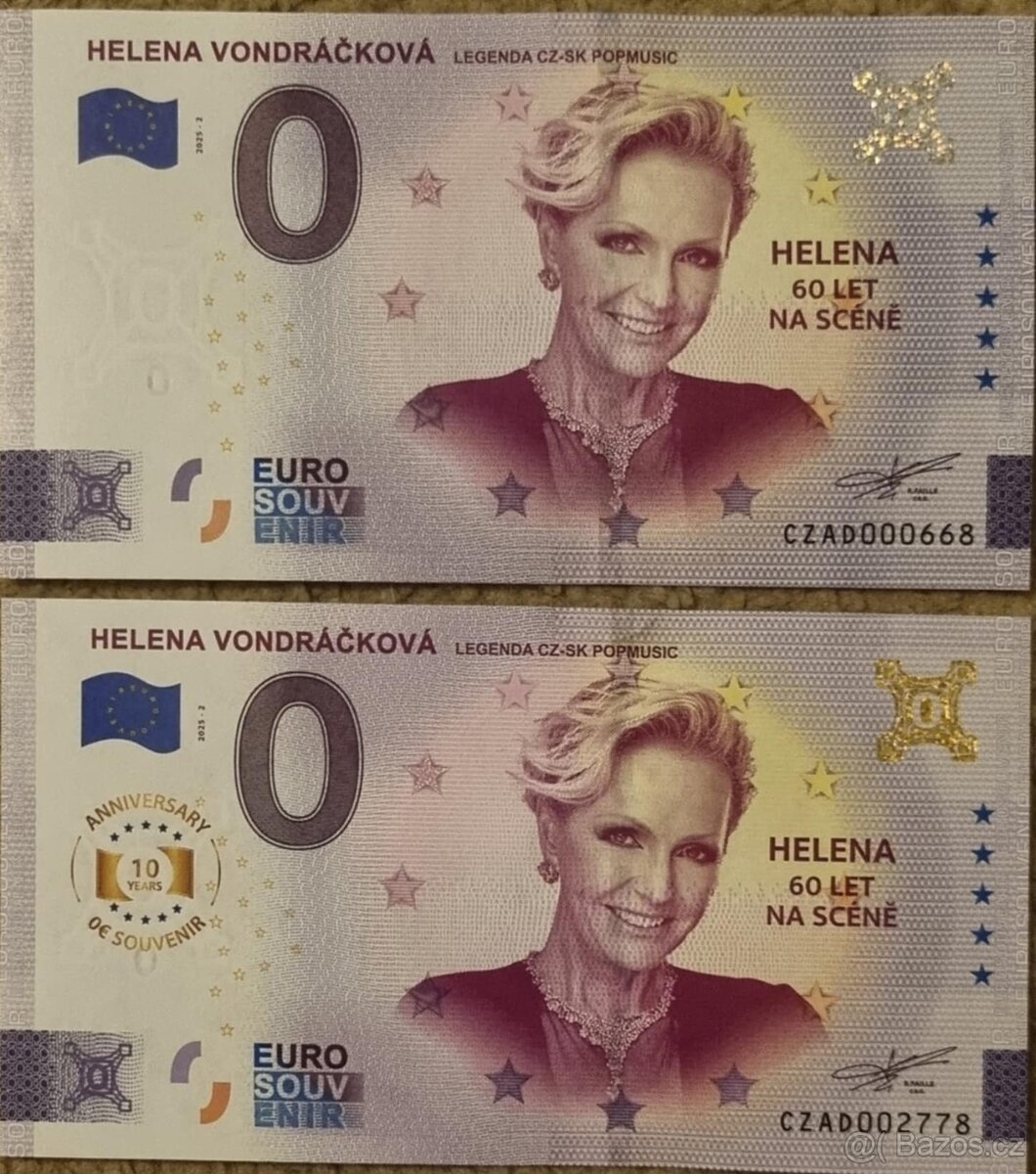 0 euro suvenír / bankovka Helena Vondráčková CZAD2025-2