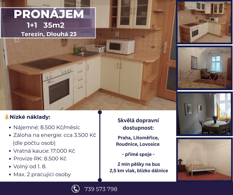 PRONÁJEM KOUZELNÉHO BYTU 1+1 (35m2) V TEREZÍNĚ