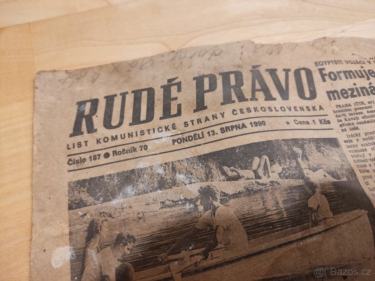 Rudé právo č.187 ročník 70 datum 13.8.1990