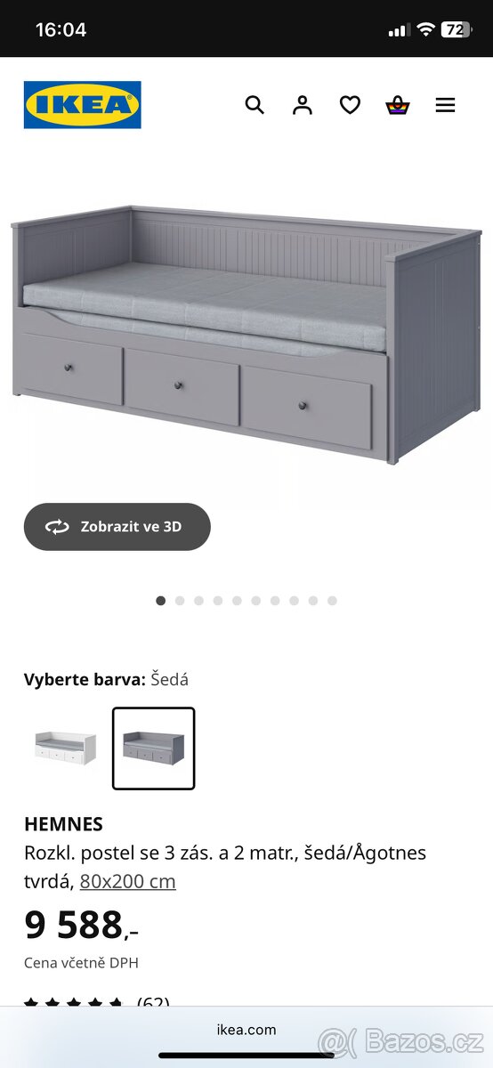 Hemnes postel seda vcetne 2 matraci a rostu REZERVACE