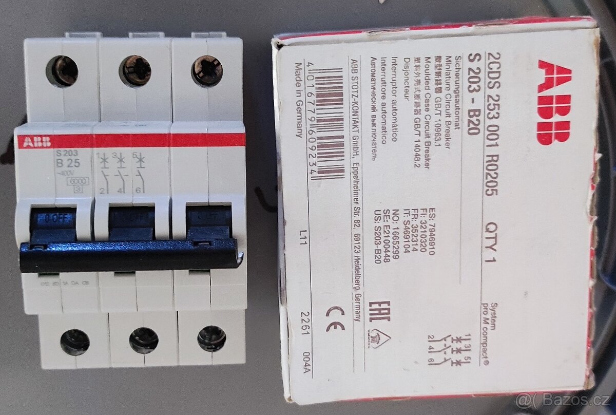 ABB S203M-B20 Jistič 3-pólový