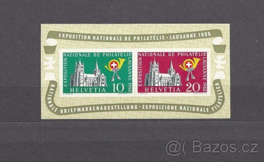 Švýcarsko 1955 Mi 611-612 Block 15 Výstava Lausanne - aršík