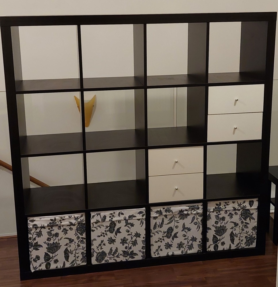 Kallax černý 4x4 s boxy