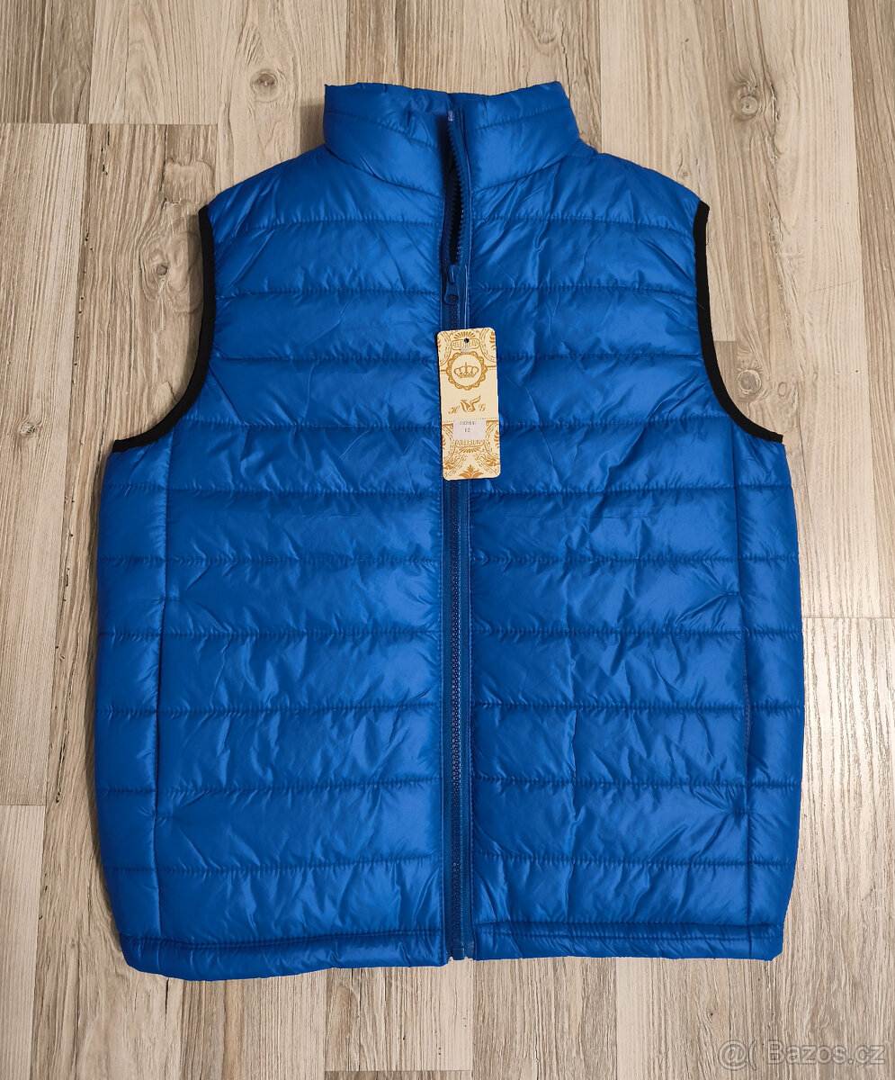 NOVÁ Dětská modrá vesta Huage - vel. 140/146