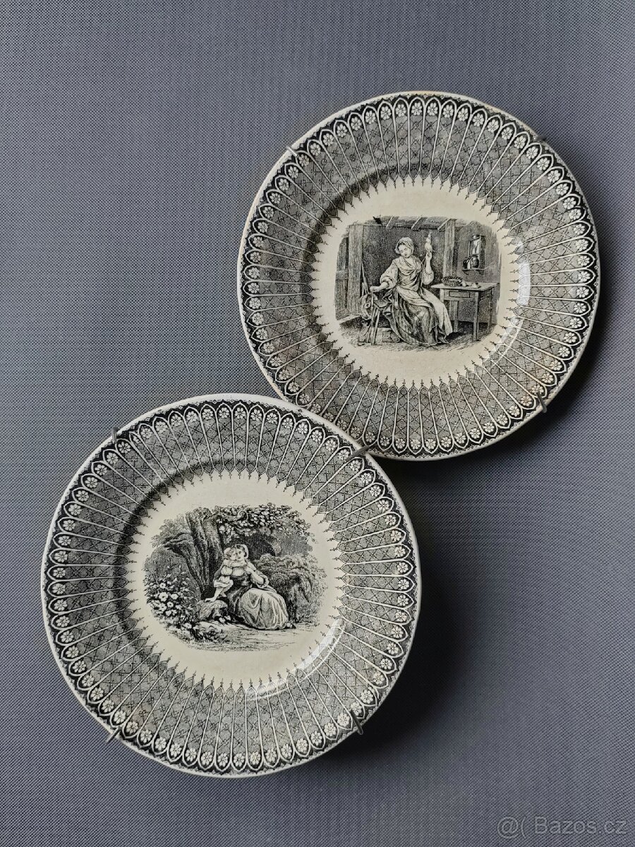 Pár úžasných keramických talířů od Villeroy&Boch (1850-1890)