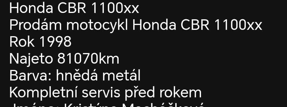 Honda CBR 1100x blackbird