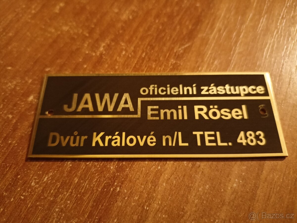 Jawa prodejní štítek