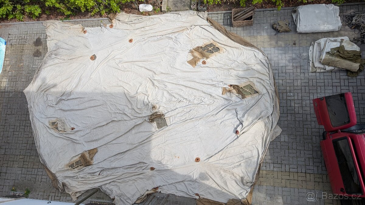 Vojenský stan 6x6m, jednodílný