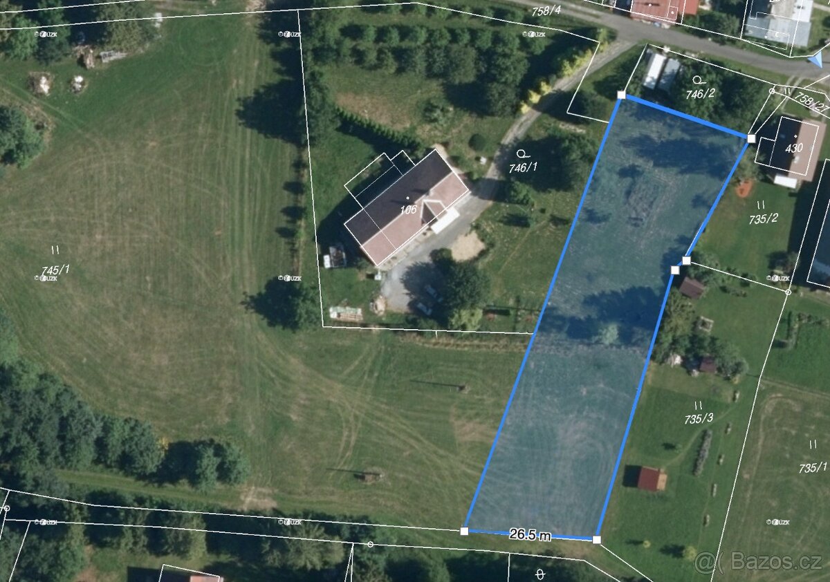 Prodej stavebního pozemku 2270m2, obec Supikovice