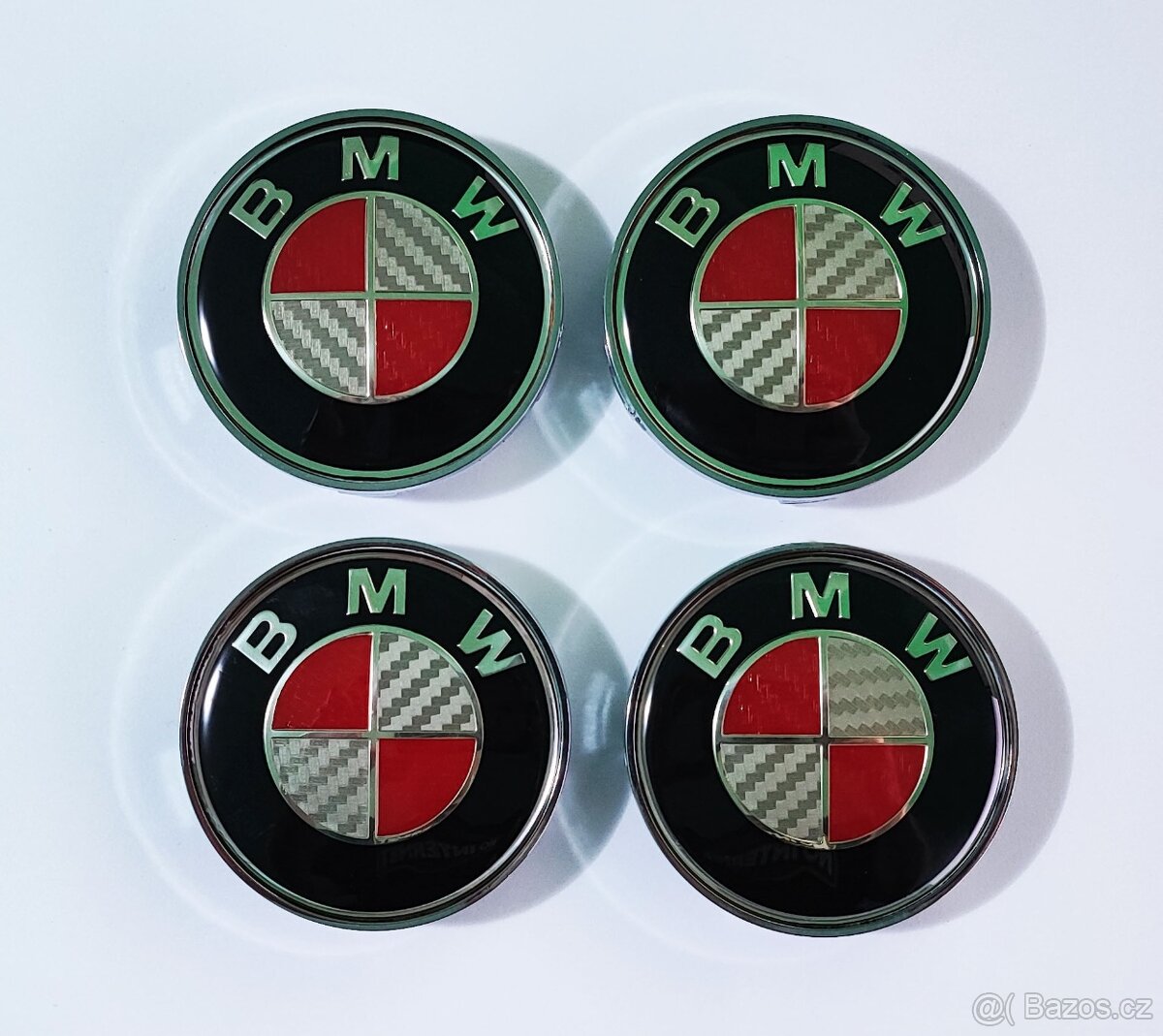 BMW středové pokličky červenobílé 68mm