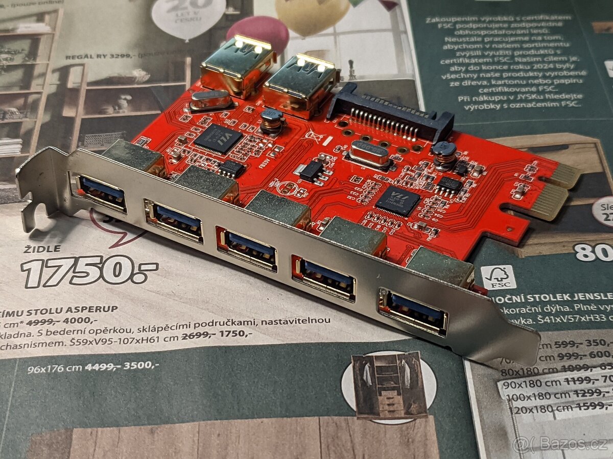 5 Port USB 3.0 PCI-e x1 Expansion Card PCI Express Adapter