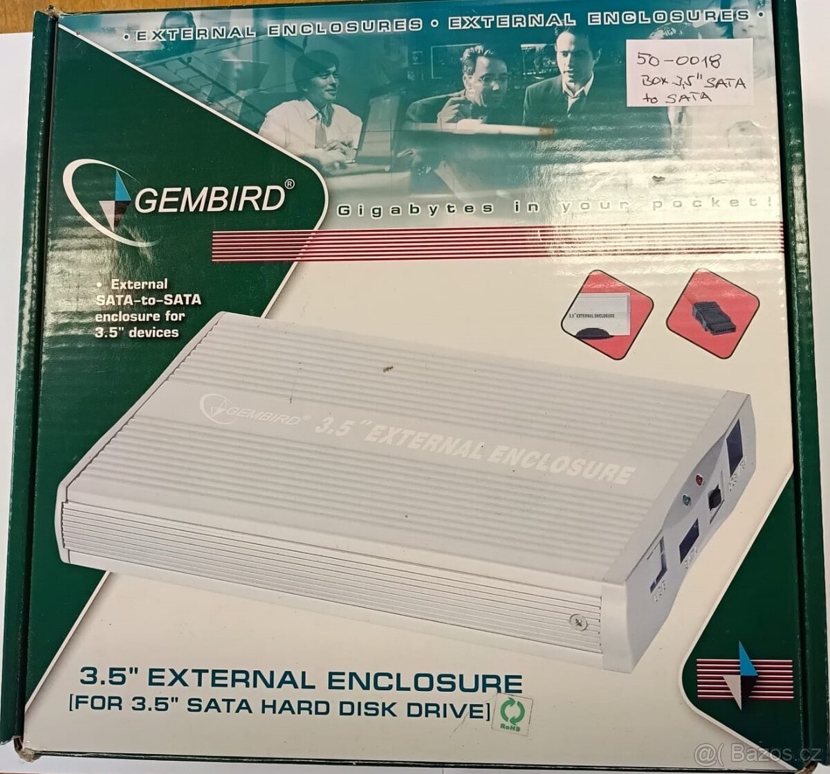 Externí box GEMBIRD pro HDD 3,5" SATA , stříbrný