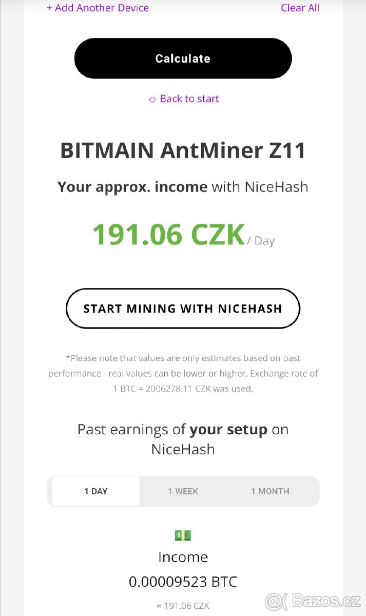 Ant_miner Z11 denně 200Kč