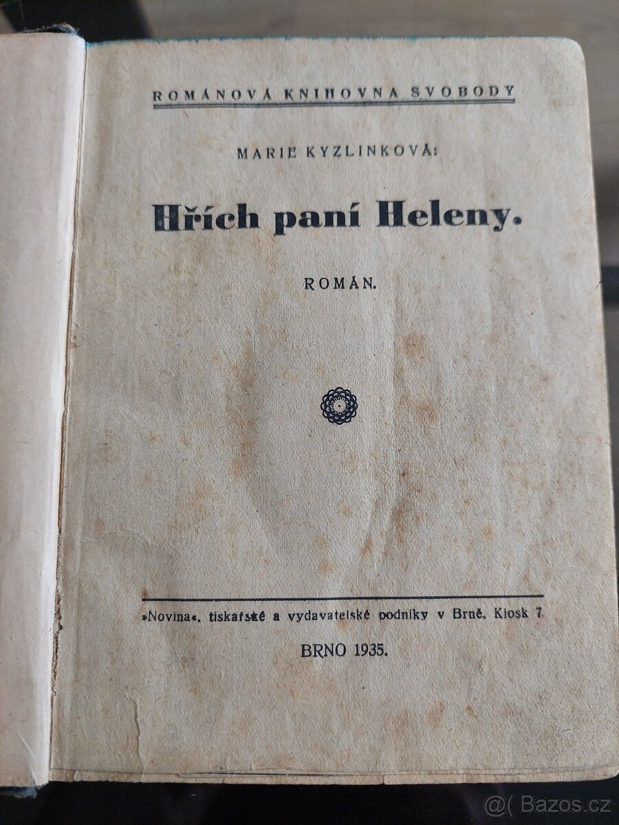Kniha Hřích paní Heleny-Marie Kyzlinková.