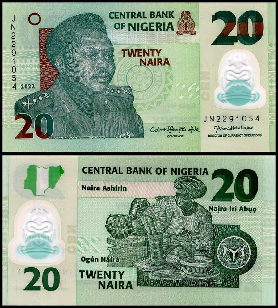 Nigérie - 20 Naira bankovka, 2022, UNC