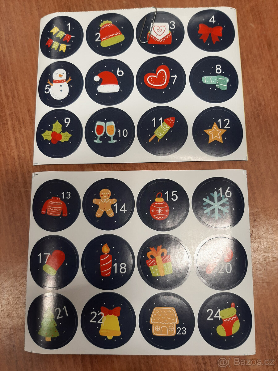Adventní a jiné samolepky, jmenovky na dárky